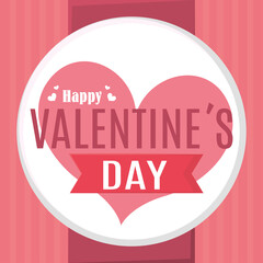 Sticker - Happy valentines day card with hearts Vector illustration