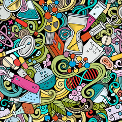 Wall Mural - science hand drawn doodles seamless pattern.