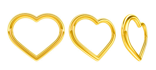 Wall Mural - heart gold render 3d. ilustration 3d