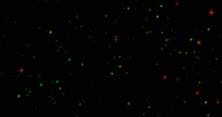 Wall Mural - the effect of shining colorful stars on the background of the black animation of the screen. twinkle