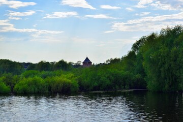 Wall Mural - View of the White (Alexeyevskaya) Tower from the Volkhov River