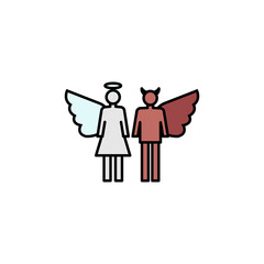 Wall Mural - angel and demon line colored icon. Signs and symbols can be used for web, logo, mobile app, UI, UX