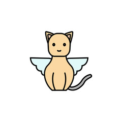 Wall Mural - cat, angel line colored icon. Signs and symbols can be used for web, logo, mobile app, UI, UX