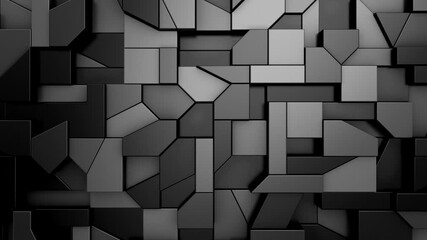 Background of Geometric Shapes. Abstract motion, loop, two color, 3d rendering, 4k resolution
