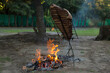 Ribs. Meat on the spit or asado in the stake. Bbq. Grill on the coals. Traditional Argentine barbecue.