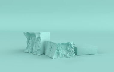 Aufkleber - 3d rendered studio with geometric shapes, podium on the floor. Platforms,  showcase, rock pedestal for product presentation, mock up background. Minimal design. Branding banner for cosmetics product