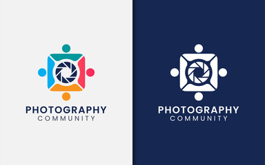Poster - A Group of People Who Forming the Camera Body, Photography Community Logo Design.