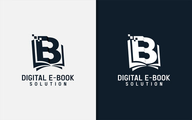 Poster - Abstract Initial Letter E and B with Book Concept as Digital E-book Logo Design.