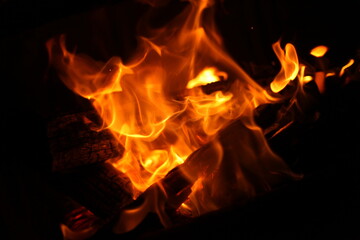 Burning fire in the night