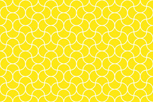Bright Yellow Ogee Pattern. Abstract Stylized Vector Repeat Pattern With Scallop Shape Motifs. Moroccan Scales Mosaic Tiles.