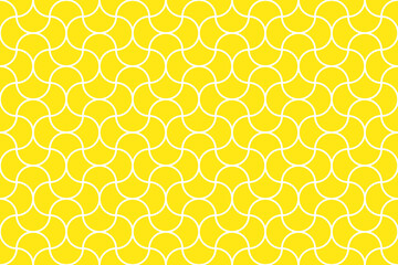 Wall Mural - Bright Yellow Ogee Pattern. Abstract Stylized Vector Repeat Pattern With Scallop Shape Motifs. Moroccan Scales Mosaic Tiles.