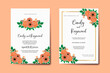 Wedding invitation frame set, floral watercolor hand drawn Zinnia with Rose Flower design Invitation Card Template