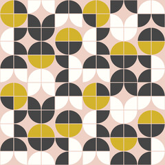 Wall Mural - Mid Century Modern Style Geometric Floral Pattern Design. MOD Retro Scandinavian Minimalist Seamless Repeat Vector Pattern.