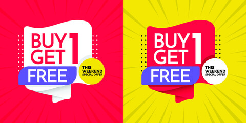 sale design banner templates posters special weekend buy this 2 get 1 free. vector illustration. sto