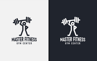 Poster - Creative Gym Logo Concept with A Person Who is Lifting a Barbell with One Hand.