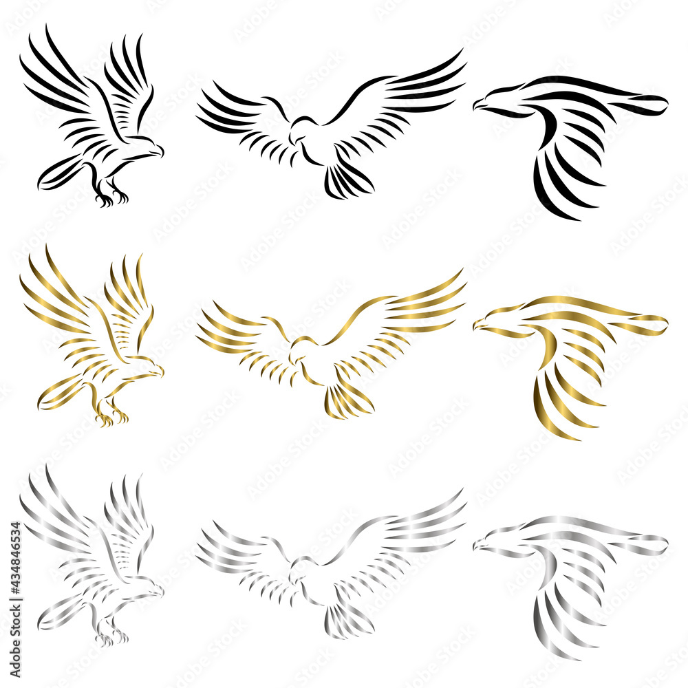 Set of line art vector logo of eagle Can be used as a logo Or ...