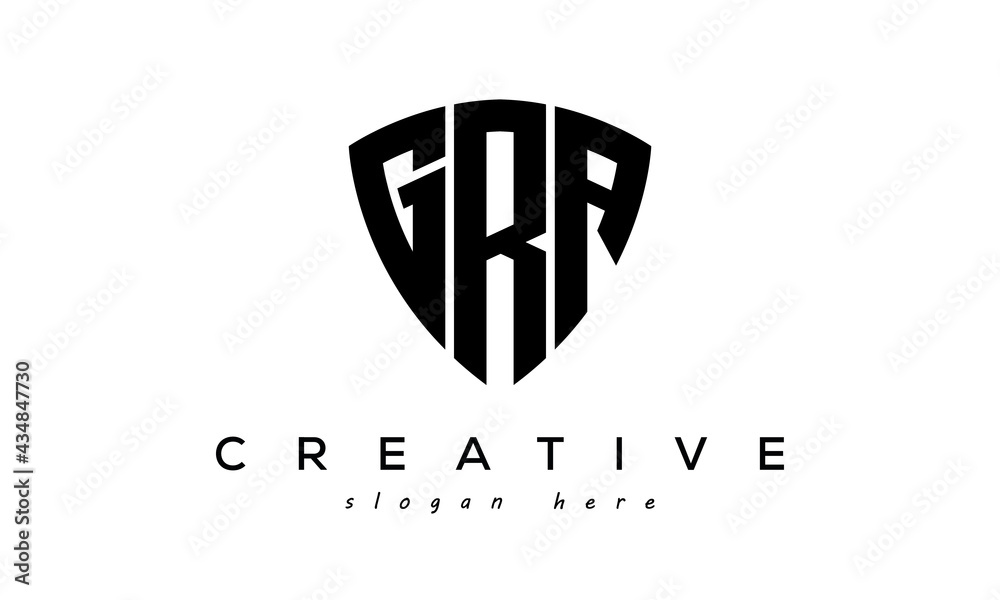 GRA letter creative logo with shield - obrazy, fototapety, plakaty 