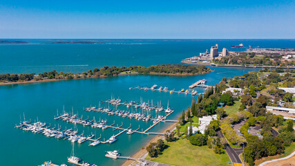 Wall Mural - Aerial view of the marina in gladstone