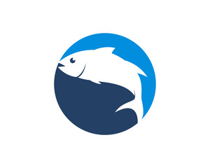 Poster - Fish silhouette in the circle shape logo