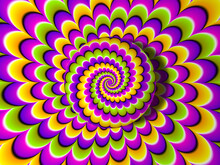 Colorful Background With Growing Sphere. Optical Expansion Illusion.