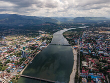 Kampot Birdeye View A Charming City In South Of Cambodia, Drone Photography