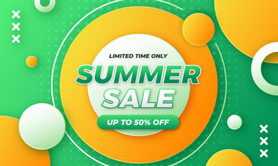Wall Mural - Abstract Shape End of Summer Sale Banner Design