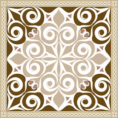 Poster - Illustration vector graphic of scarf design with Ethnic sumba brown, Perfect for square scarf design