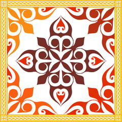 Poster - Illustration vector graphic of scarf design with Ethnic sumba brown, Perfect for square scarf design