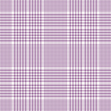 Purple Check Pattern Glen. Seamless Pixel Tweed Tartan Plaid Graphic Vector Background For Jacket, Coat, Skirt, Dress, Trousers, Tablecloth, Other Spring Summer Autumn Fashion Textile Print.