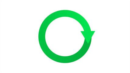 Wall Mural - Green Rotating Recycle or Cycle Symbol with one arrow on White Background