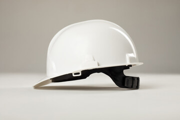 White construction hard hat on a white background. Mock-up.