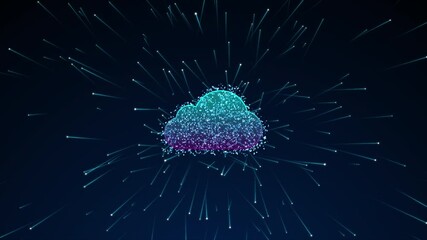 Aufkleber - Cloud computing digital data, Future Technology Digital Data Network