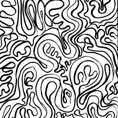 Wall Mural - Doodle surreal fantasy weaves coloring page for adults. Fantastic graphic artwork. Hand drawn simple illustration.