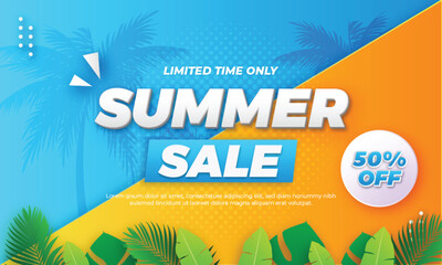 Wall Mural - Abstract Shape Gradient Summer Sale Banner Design