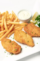 Wall Mural - british traditional fish and chips meal on plate