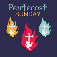 Wall Mural - Vector illustration of a Background for Pentecost Holy spirit dove.