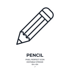 Wall Mural - pencil editable stroke outline icon isolated on white background flat vector illustration. pixel per