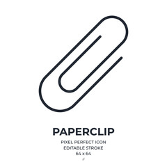 Canvas Print - paperclip editable stroke outline icon isolated on white background flat vector illustration. pixel 