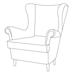 Wall Mural - armchair contour, sketch, vector, isolated