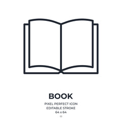 Wall Mural - book editable stroke outline icon isolated on white background flat vector illustration. pixel perfe