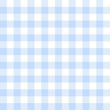 Pastel Blue Gingham Pattern Vector. Spring Summer Textured Seamless Light Vichy Background Graphic For Picnic Blanket, Oilcloth, Napkin, Handkerchief, Other Modern Fashion Fabric Or Paper Print.