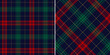 Plaid pattern for Christmas winter in red, green, yellow, navy blue. Seamless multicolored simple tartan check graphic vector for flannel shirt, skirt, throw, other modern festive textile print.