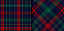 Plaid Pattern For Christmas Winter In Red, Green, Yellow, Navy Blue. Seamless Multicolored Simple Tartan Check Graphic Vector For Flannel Shirt, Skirt, Throw, Other Modern Festive Textile Print.