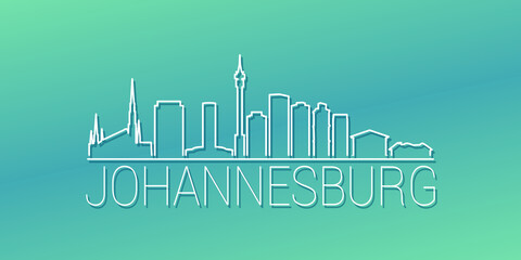 Wall Mural - Johannesburg, South Africa Skyline Linear Design. Flat City Illustration Minimal Clip Art. Background Gradient Travel Vector Icon.