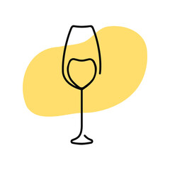 Glass of white wine. Hand drawn vector illustration. Isolated element on white background. Best for seamless patterns, posters, cards, menu concept and your design.