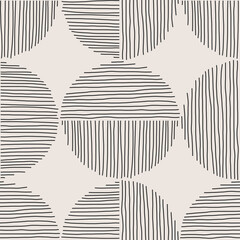 Trendy minimalist seamless pattern with abstract creative hand drawn composition