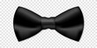 Realistic black bow tie. Vector bowtie isolated on transparent background
