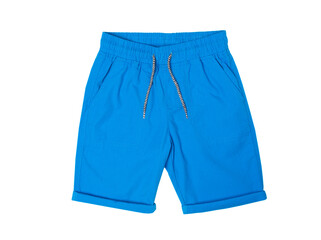 Blue men's shorts isolated on white background