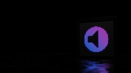 Poster - 3d rendering of light shaped as symbol of speaker on black background