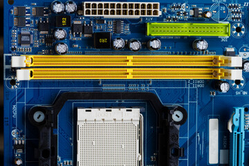 Wall Mural - Longitudinal connector on PC motherboard.